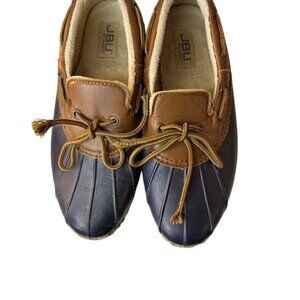 JBU By Jambu Womens Duck Shoes Size 8.5M Brown & Navy Waterproof Slip-On Rubber